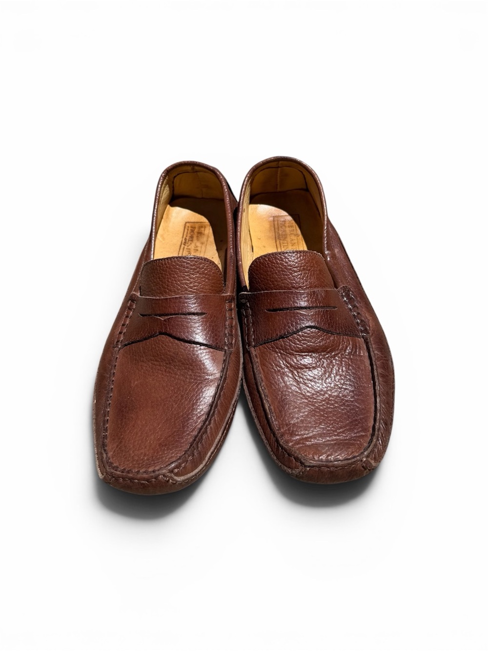 Mercanti Fiorentini Brown Leather Penny Loafers